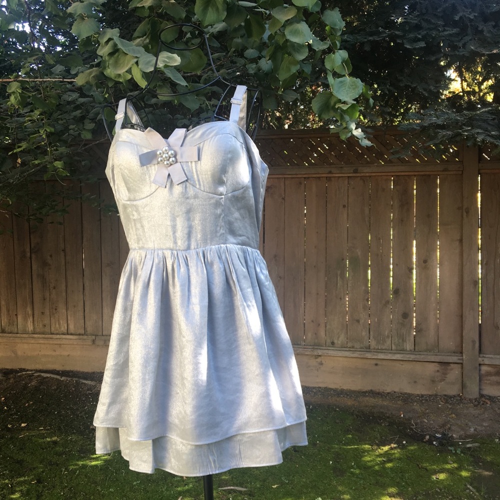 Silver Peplum Style Mini Dress